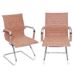 Kit 2 Cadeiras de Escritório Esteirinha Castanho Base Fixa 89cm - Ór Design
