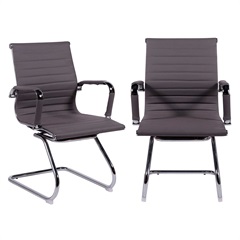 Kit 2 Cadeiras de Escritório Esteirinha Cinza Base Fixa 89cm - Ór Design
