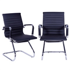 Kit 2 Cadeiras de Escritório Esteirinha Preto Base Fixa 89cm - Ór Design
