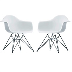 Kit 2 Cadeiras Dkr com Braço Branca com Base Cromada 82cm - Ór Design
