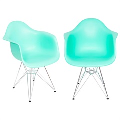 Kit 2 Cadeiras Dkr com Braço Tiffany com Base Cromada 82cm - Ór Design
