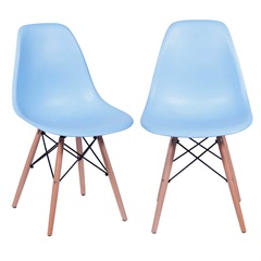 Kit 2 Cadeiras Eames Dkr Pp Azul Claro com Base de Madeira 80,5cm - Ór Design