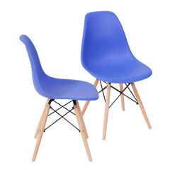Kit 2 Cadeiras Eames Dkr Pp Azul Escuro com Base de Madeira 80,5cm - Ór Design