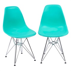 Kit 2 Cadeiras Eames Dkr Pp Verde Tiffany Base Cromada 80,5cm - Ór Design