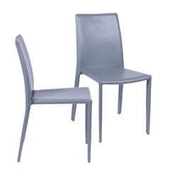 Kit 2 Cadeiras Glam Corino Cinza Estrutura de Metal 90,5cm - Ór Design