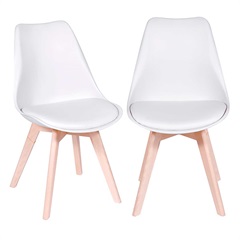 Kit 2 Cadeiras Joly em Branca com Almofada Pu E Base Madeira 83cm - Ór Design
