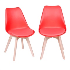 Kit 2 Cadeiras Joly em Vermelha com Almofada Pu E Base Madeira 83cm - Ór Design