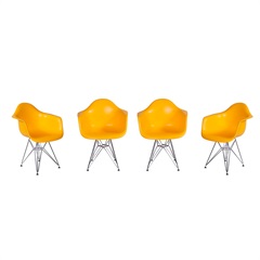 Kit 4 Cadeiras Dkr com Braço Amarelo Base Cromada 82cm - Ór Design