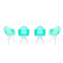Kit 4 Cadeiras Dkr com Braço Tiffany Base Cromada 82cm - Ór Design