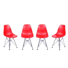 Kit 4 Cadeiras Eames Dkr Pp Vermelho Base Cromada 80,5cm - Ór Design