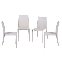 Kit 4 Cadeiras Glam Corino Bege Estrutura de Metal 90,5cm - Ór Design