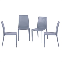 Kit 4 Cadeiras Glam Corino Cinza Estrutura de Metal 90,5cm - Ór Design