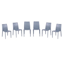 Kit 6 Cadeiras Glam Corino Cinza com Estrutura de Metal 90,5cm - Ór Design