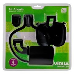 Kit Acessórios para Banheiro Atlantis 4 Peças Preto - Viqua