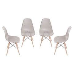 Kit Cadeira Eames com Furos E Base de Madeira Fendi com 4 Peças - Ór Design