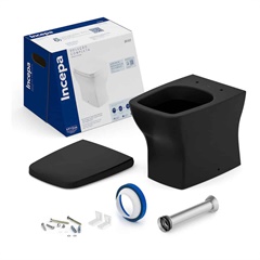 Kit Completo Vaso Sanitário Convencional com Assento Boss Matte Black - Incepa   