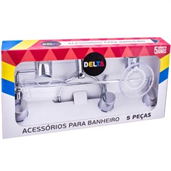 Kit de Acessórios para Banheiro Delta com 5 Peças Cromado - Aquaplás