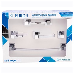 Kit de Acessórios para Banheiro Euro com 5 Peças Cromado - Aquaplás