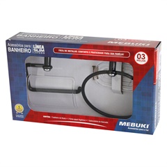 Kit Lavabo Slim 3 Peças Preto Cromado - Mebuki