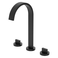 Misturador de Mesa para Lavatório Bica Alta 3 Furos com Válvula de Escoamento Flow Preto Matte - Celite 