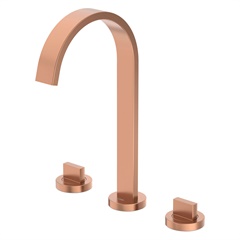 Misturador de Mesa para Lavatório Bica Alta 3 Furos com Válvula de Escoamento Flow Rose Gold Matte - Celite 