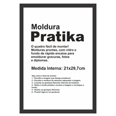 Moldura em Madeira Pratika 34x25cm Preta