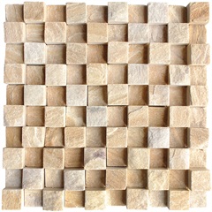 Mosaico em Pedra Natural Polido Travertino Xadrez 30x30cm - Villas Deccor