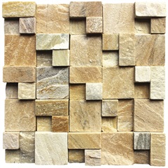 Mosaico em Pedra Natural Quadro Diverse Amarelo Small 30x30cm - Villas Deccor