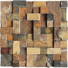 Mosaico em Pedra Natural Quadro Diverse Ferro Small 30x30cm - Villas Deccor