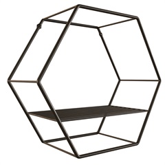 Nicho Hexagonal em Aço 30cm Preto - Zamar