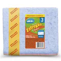 Pano de Limpeza Esfregão Colors 3 Unidades - Alklin