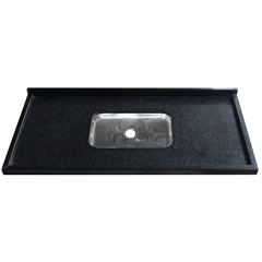 Pia de Granito com Cuba em Inox 122cm Preto - Kasa Granitos