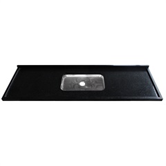 Pia de Granito com Cuba em Inox 202cm Preto - Kasa Granitos