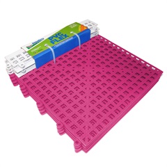 Piso Flexível Modular em PVC Flex com Rampa 30x30cm Rosa com 4 Peças