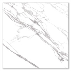 Porcelanato Esmaltado Polido Borda Reta Marmo Branco 120x120cm - Eliane            