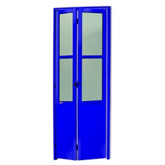 Porta Camarão Direita L25 com Lambri E Vidro Boreal em Alumínio 210x60cm Azul - Brimak