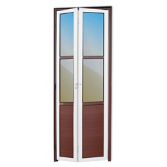 Porta Camarão Direita L25 com Lambri E Vidro Reflex em Alumínio 210x60cm Mix Corten - Brimak