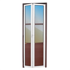 Porta Camarão Direita L25 com Lambri e Vidro Reflex em Alumínio 210x70cm Mix Corten