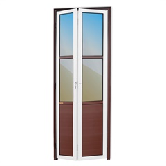 Porta Camarão Direita L25 com Lambri E Vidro Reflex em Alumínio 210x80cm Mix Corten - Brimak