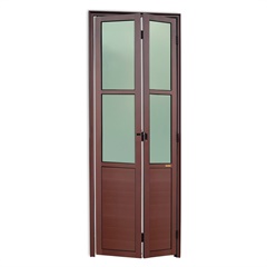 Porta Camarão Esquerda L25 com Lambri e Vidro Boreal em Alumínio 210x60cm Corten