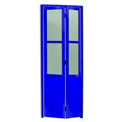 Porta Camarão Esquerda L25 com Lambri E Vidro Boreal em Alumínio 210x80cm Azul - Brimak