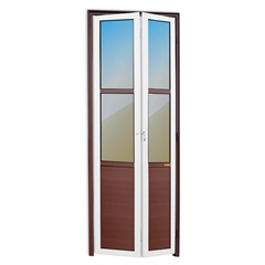 Porta Camarão Esquerda L25 com Lambri E Vidro Reflex em Alumínio 210x60cm Mix Corten - Brimak