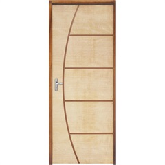 Porta com Miolo Semi Oco Montada Direita Curupixá Frisada 210x82cm - Sidney Esquadrias 