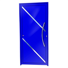 Porta de Giro Direita Duna Super 25 com Lambri E Puxador em Alumínio 210x100cm Azul - Brimak