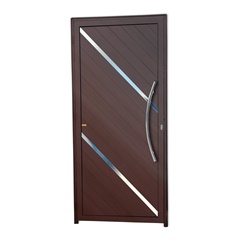 Porta de Giro Direita Duna Super 25 com Lambri E Puxador em Alumínio 210x90cm Corten - Brimak