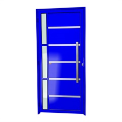 Porta de Giro Direita Miraggio Super 25 com Lambri E Puxador em Alumínio 210x100cm Azul - Brimak