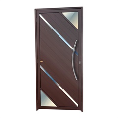 Porta de Giro Direita Oasis Super 25 com Lambri E Puxador em Alumínio 210x100cm Corten - Brimak