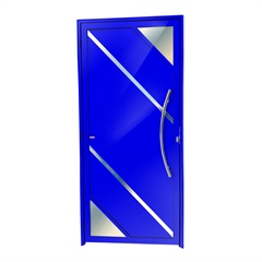 Porta de Giro Direita Oasis Super 25 com Lambri e Puxador em Alumínio 210x90cm Azul