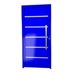 Porta de Giro Direita Premium Super 25 com Lambri e Puxador em Alumínio 210x100cm Azul