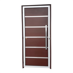 Porta de Giro Direita Premium Super 25 com Lambri E Puxador em Alumínio 210x90cm Mix Corten - Brimak